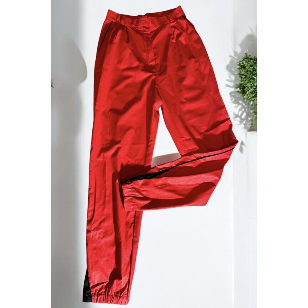 Vintage 60s 70s High Rise Red pleated Pants side pockets size 9 punk Rockabilly